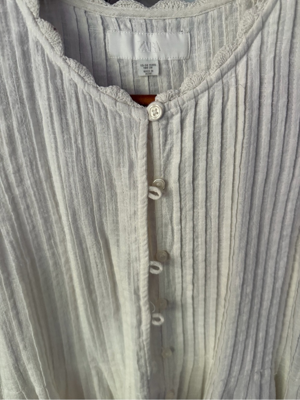 Zara Cream Ruffled Button-Front Top - Picture 2 of 4